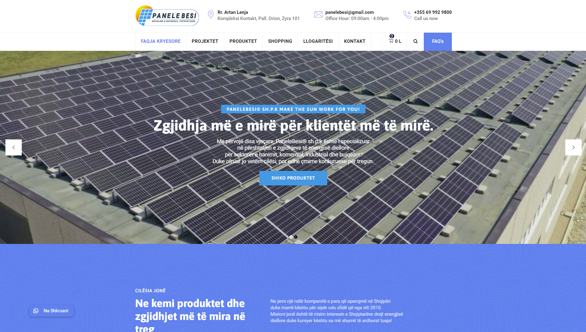 Website per Panele Diellore ne Shqiperi - Panele Besi